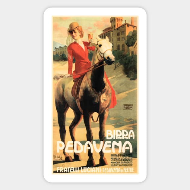 BIRRA PEDAVENA 1910 by Artist Erich Erler Vintage Italian Beer Advertisement Sticker by vintageposters